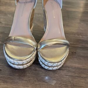 BCBGeneration Gold Wedge Sandals